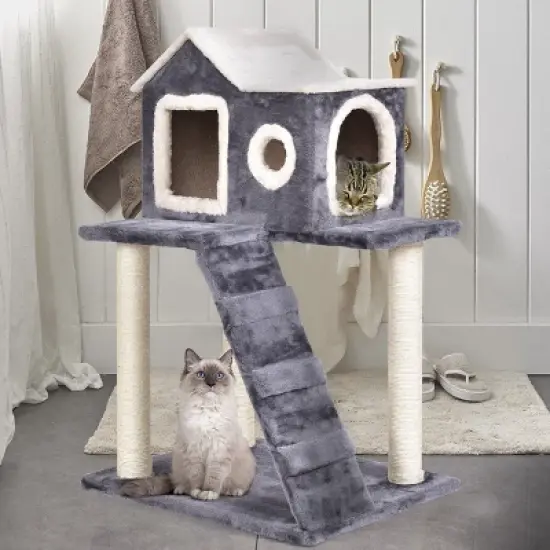 Costway 36'' Cat Tree Kitten Activity Tower Furniture Room Condo Scratching Posts Ladder image {2}