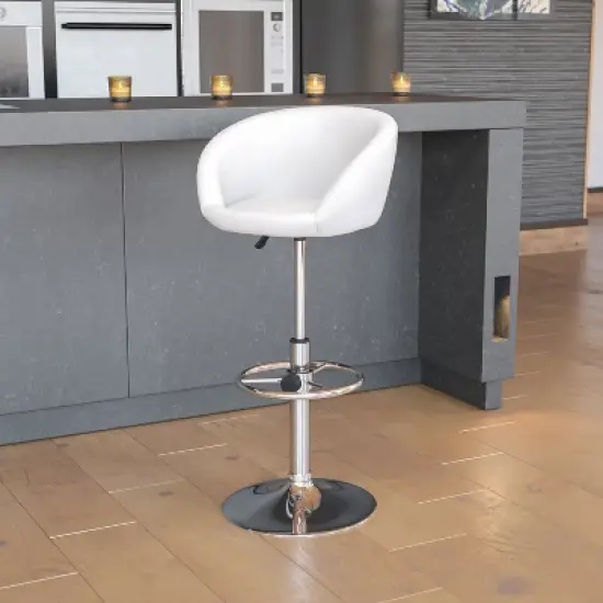 Emma and Oliver Barrel Back Swivel Adjustable Height Barstool with Chrome Base image {10}