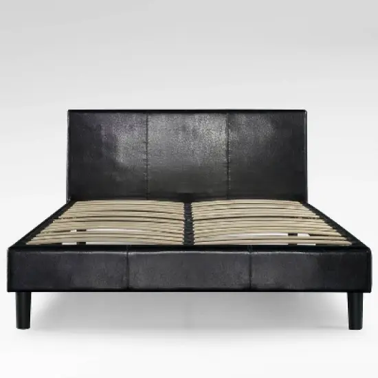 Jade Faux Leather Upholstered Platform Bed Frame Black - Zinus image {7}