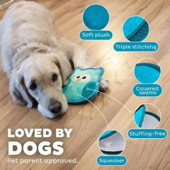 Outward Hound Tough Skinz Owl Dog Animal Toy - Blue image {4}