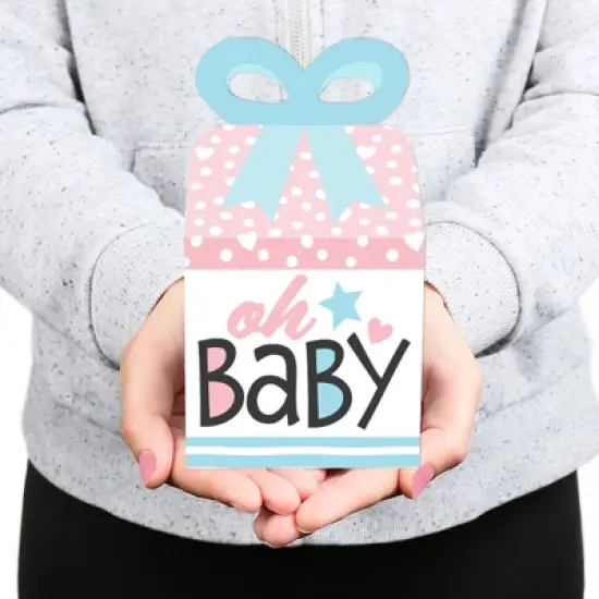 Big Dot of Happiness Baby Gender Reveal - Square Favor Gift Boxes - Team Boy or Girl Party Bow Boxes - Set of 12 image {6}