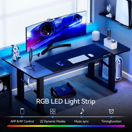 GTRACING Electric Standing Desk, Adjustable Height Dual Motor Lift Desk, Home Office Gaming Desk Black image {6}