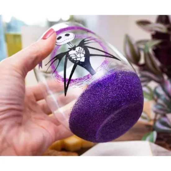 Silver Buffalo Disney Nightmare Before Christmas "All Hail Pumpkin King" Stemless Wine Glass image {2}