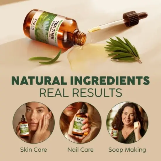 Tea Tree Essential Oil (4 fl oz/118 ml) - KUKKA Tea Tree Oil for Skin, Hair, Toenails, Aromatherapy, & Soap Making Scent image {3}