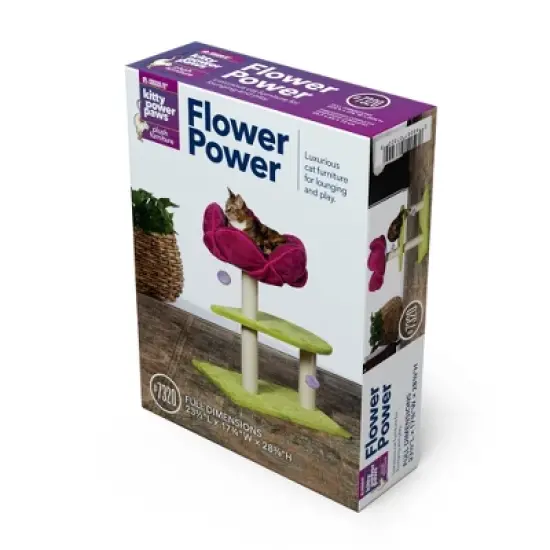 Prevue Pet Products Flower Power Cat Scratching Post, Green & Pink Fabric 7320 image {4}