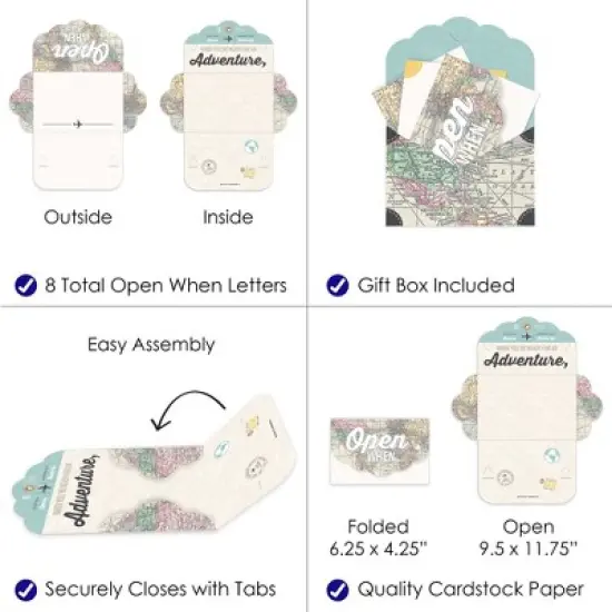 Big Dot of Happiness World Awaits - Going Away Cards Gift Box Kit - Open When Letters - Set of 8 image {4}