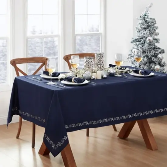 Elrene Snowflake Laser Cut Tablecloth - Elrene Home Fashions image {1}