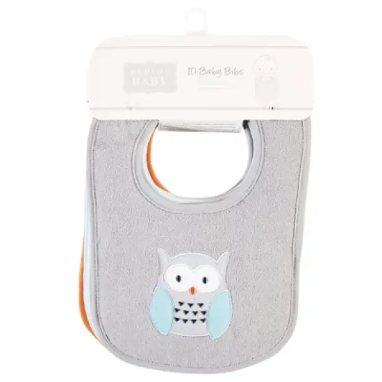 Hudson Baby Unisex Baby Cotton Terry Drooler Bibs with Fiber Filling, Neutral Woodland, One Size image {1}