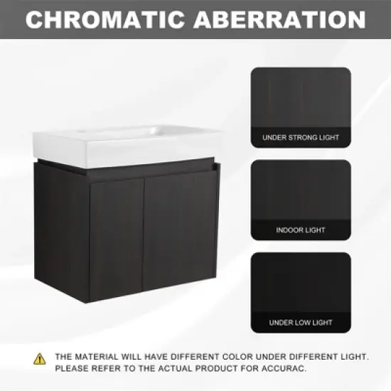 24'' Floating Bathroom Vanity with Sink, Single Sink Bathroom Vanity for Small Space, Wall Mounted Bathroom Vanity Combo Set For Home Bathroom image {4}