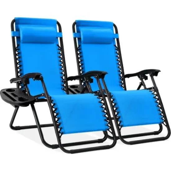 Best Choice Products Set of 2 Zero Gravity Lounge Chair Recliners for Patio, Pool w/ Cup Holder Tray image {18}