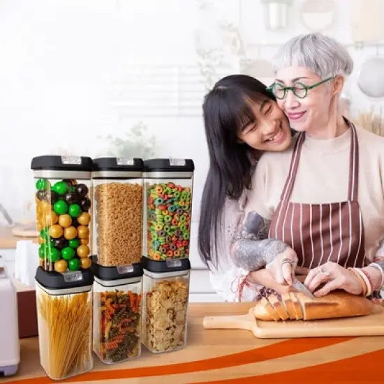 Cheer Collection Set of 6 42oz Airtight Food Storage Containers image {2}