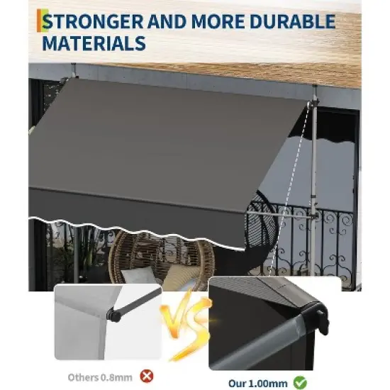 118&rsquo;&rsquo;x67&rsquo;&rsquo; Manual Retractable Awning, Freestanding Patio Awning with Crank Handle image {5}