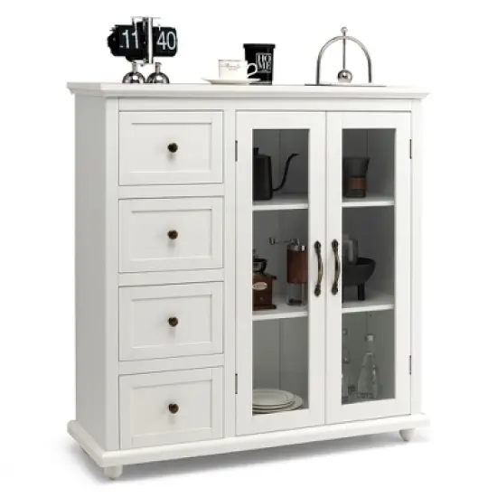 Costway Buffet Sideboard Table Kitchen Storage Cabinet w/ Drawers & Doors White\Blue\Green image {12}
