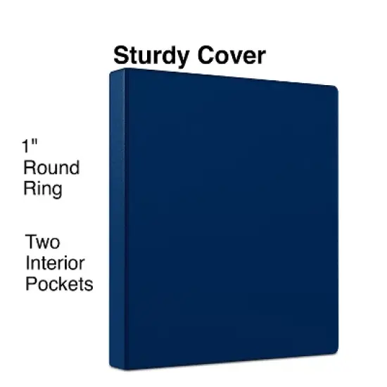 Staples Simply 1-Inch Round 3-Ring Non-View Binder Navy (26646) 1337691 image {1}