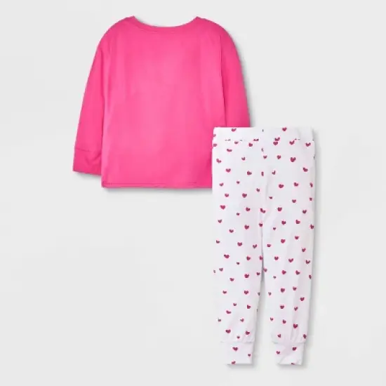 Elle Olivia Toddler Girls' 2pc Peace Fingers Pajama Set - Vibrant Pink image {1}