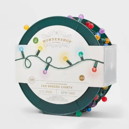 150ct LED Faceted Sphere Christmas String Lights Spool with Green Wire - Wondershop&trade; image {3}