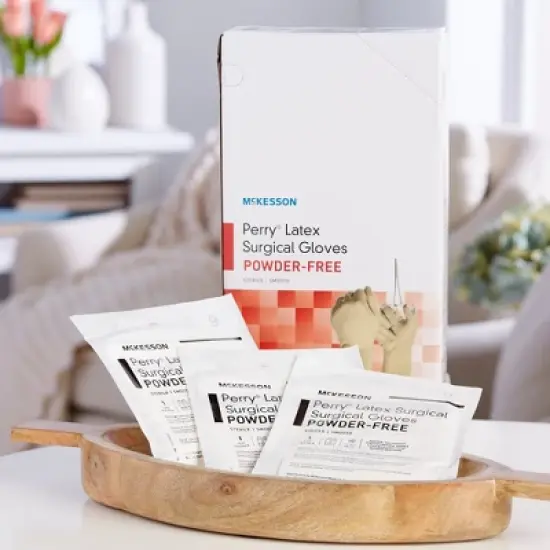 Latex McKesson Performance Perry Plus Surgical Glove Beige Sterile image {4}