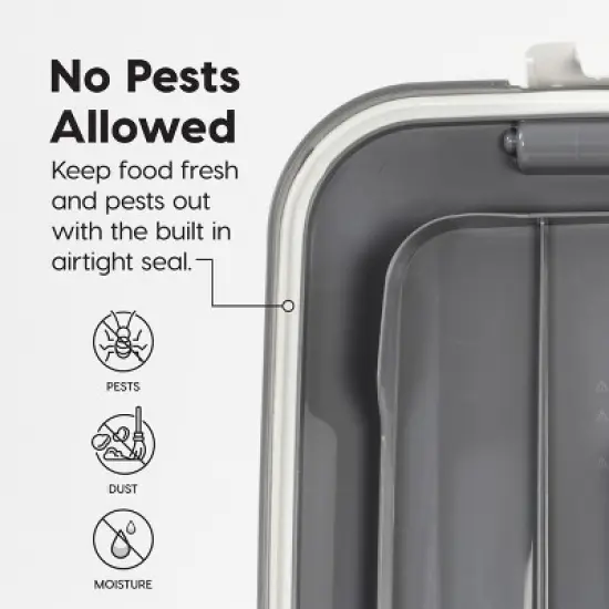 IRIS USA Dog Food Storage Container with Wheels, 2-Cup Scoop, Gray/Dark Gray image {6}