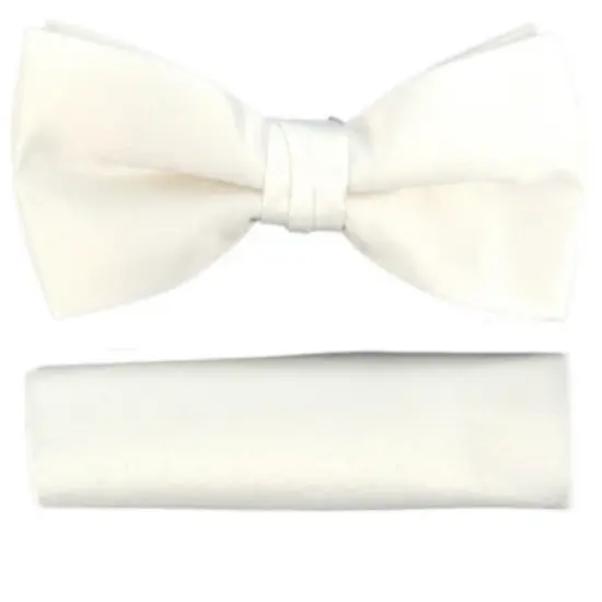 New Men's Solid Pre Tied Bow Tie and Hanky Set image {27}