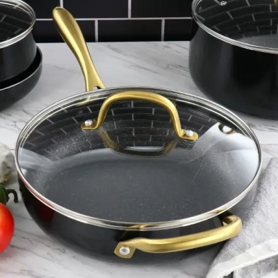 Gibson Home Ellsworth 3.5 Quart Aluminum Nonstick Saute Pan With Lid image {5}