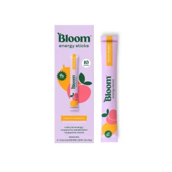 BLOOM NUTRITION Natural Energy Stick Packs Peach Mango - 10pk image {4}