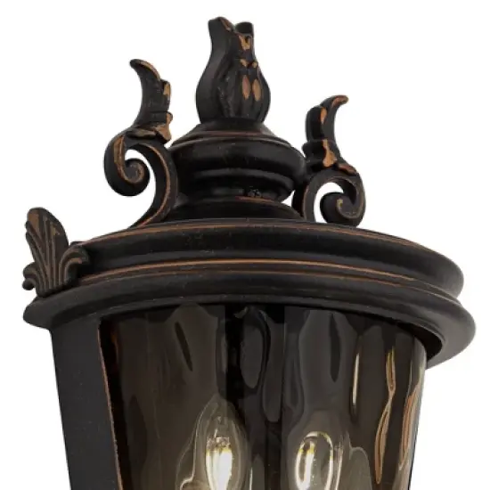 John Timberland Casa Marseille Rustic Outdoor Wall Light Fixture Veranda Bronze Scroll 17" Champagne Hammered Glass for Post Exterior Barn Deck House image {2}