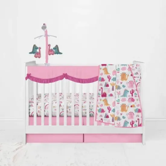 Bacati - Girls Solid Pink/Fuchsia/Aqua Cotton Solid Crib Rail Guard Cover set of 2 Small Sides image {5}
