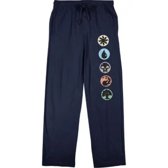 Magic the Gathering Game Symbols Men's Navy Blue Drawstring Sleep Pajama Pants image {7}