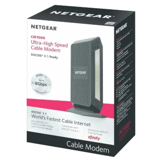 Netgear Cable Modem - Black (CM1000-100NAS): Gigabit Ethernet, Cox, Spectrum, Xfinity Compatible image {4}
