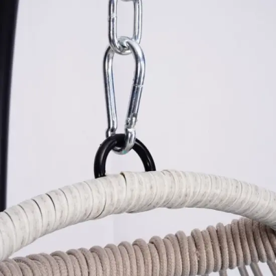 DOMETOUR Outdoor Egg Hanging Chair with Stand, Patio Wicker Swing Egg Chair Indoor Swinging Chair Outdoor Hammock Egg Chair BLUE image {5}