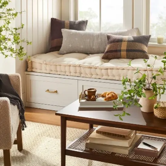 14"x36" Diamond Jacquard Lumbar Bed Pillow - Hearth & Hand&trade; with Magnolia image {1}