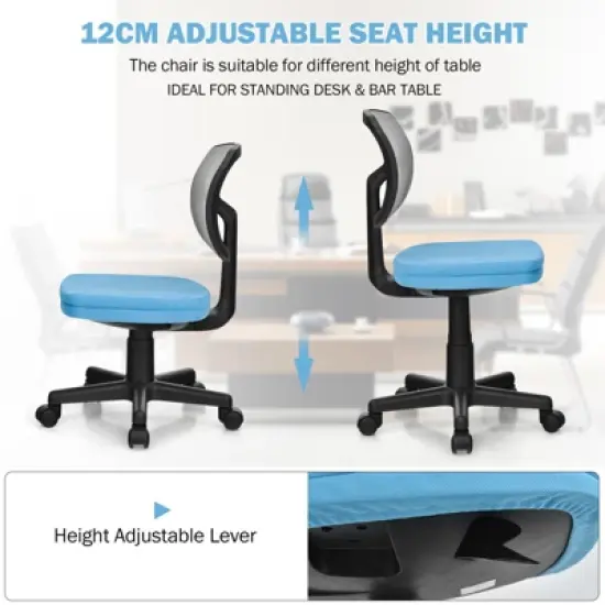 Tangkula Armless Mesh Office Chair Ergonomic Swivel Computer Desk Chair Height Adjustable Task Chair for Adults and Kids image {8}