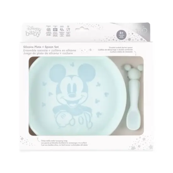 Bumkins 2pc Mickey Mouse Dinnerware Set - Light Blue image {3}