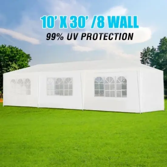 Outdoor 10&times;20 FT Gazebo, Wedding Party Canopy Tent with 6 Removable Sidewalls, Large Gazebo with Metal Frame and Stakes-Coolbibila image {9}