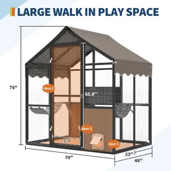 Nasitip XL Aluminum Catio with Weatherproof Roof, Multi-Level Cat Enclosure with Walkways & Condo for Outdoor Cats image {1}