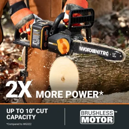 Worx Nitro WG350 20V Brushless 12" Cordless Chainsaw image {2}
