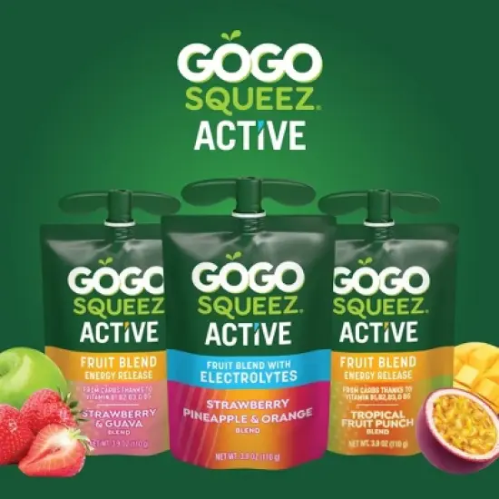 GoGo SqueeZ Active Fruit Blend Energy Release Tropical Fruit Pouches - 39oz/10ct image {7}
