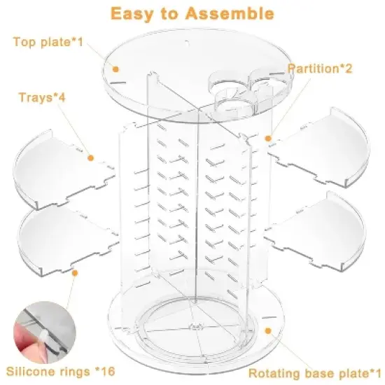 Maison 360 Rotating Makeup Organizer, DIY 8 Adjustable Layers Spinning Skincare Organizer image {6}