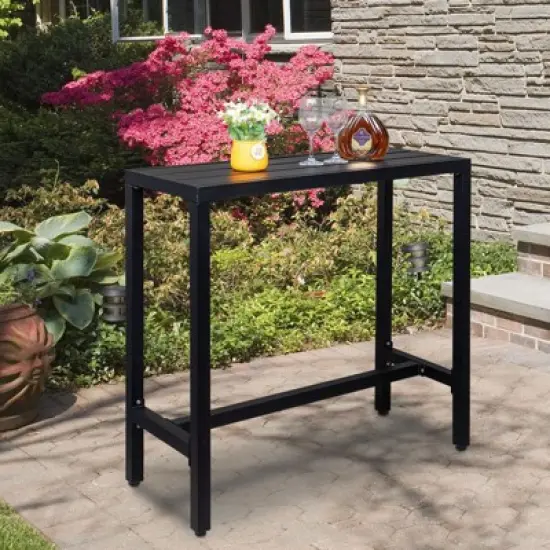 Karl Home Rectangular Metal Outdoor Bar Table image {6}