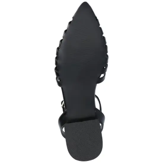 Journee Collection Womens Alivia Ankle Strap Block Heel Pointed Toe Flats image {4}