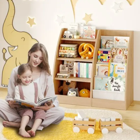 4 Tier Kids Bookshelf, Kids Book Shelf for Kids Rooms, Wood Children Bookcase,Baby Storage Book Rack,Toddler Bookshelf image {4}