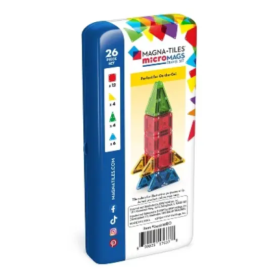 MAGNA-TILES microMAGS Travel Set: Educational Magnetic Building Toys for Math and Creative Thinking, 26 Pieces image {8}