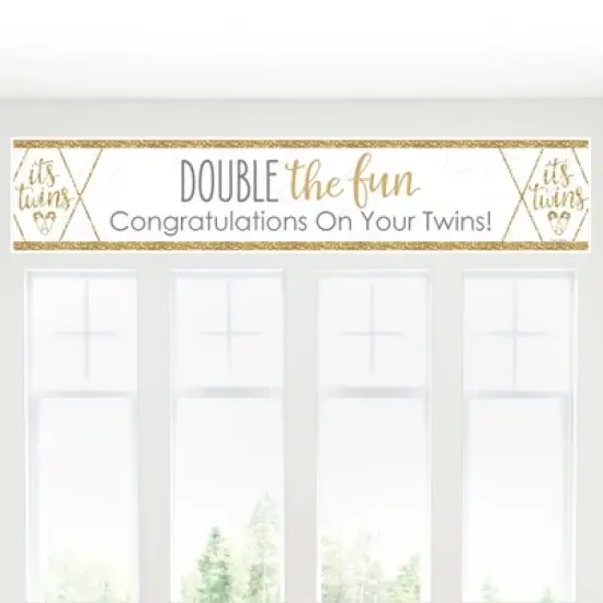 Big Dot of Happiness It's Twins - Gold Twins Baby Shower Decorations Party Banner image {3}