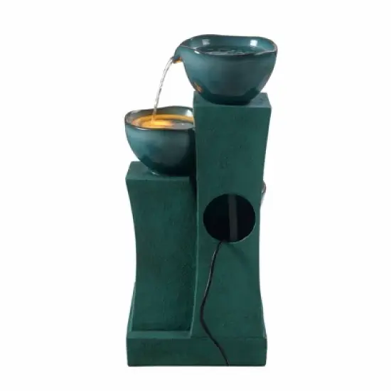 Teamson Home 28.54" 3-Tier Cascading LED Lit Outdoor Waterfall Fountain: Electric, Polyresin, Ground Freestanding image {7}