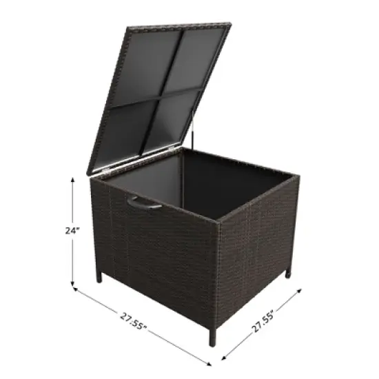 80 Gallon Large Deck Box Waterproof PE Rattan Outdoor Storage Box with Handles and Wheels image {1}