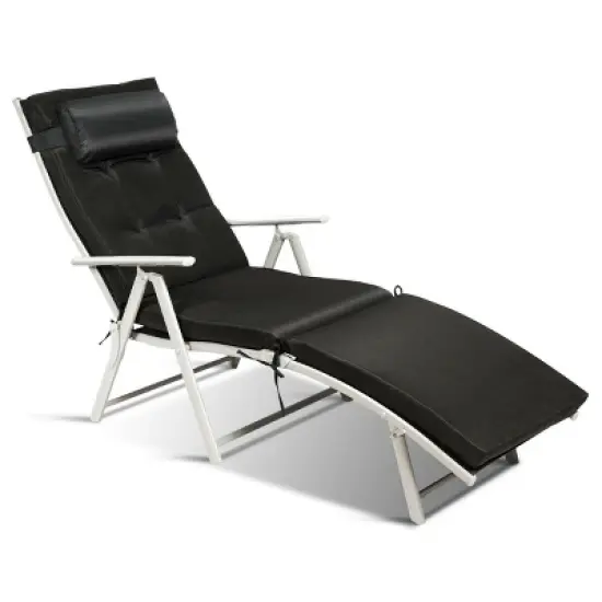 Costway Folding Chaise Lounge Chair w/Cushion Black\Gray\Turquoise image {9}
