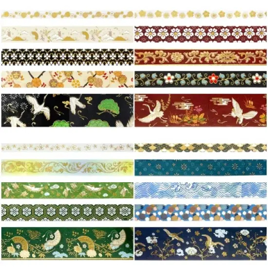 Wrapables Gold Foil Washi Tape in Gift Box Set for DIY Arts & Crafts, Scrapbooking (20 Rolls) image {5}