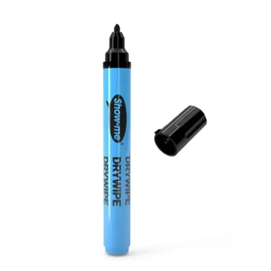 Show-me&reg; Fine Tip Slim Barrel Dry Erase Markers, Black, Box of 10 image {3}