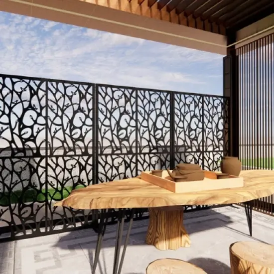 Gulches Metal Privacy Screens，W3.8Ft*H6Ft Divider with Free Standing Decorative Privacy Screen for Balcony Patio Garden Room Divider image {4}