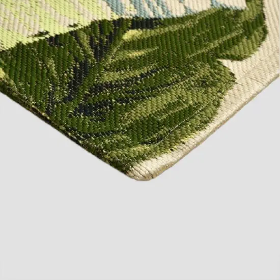 9'x12' Vacation Tropical Rectangular Woven Outdoor Area Rug Green - Threshold&trade; image {1}